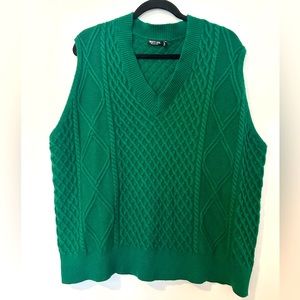 Nasty Gal Forest Green Knit Oversize Sweater Vest